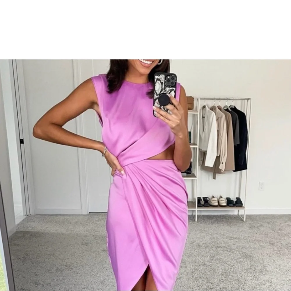 ASOS Draped Midi Dress in Light Pink - Picture 5 of 7